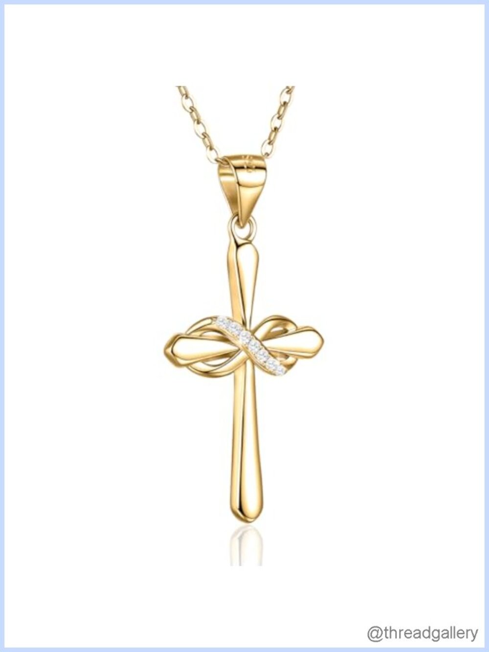 925 Sterling Silver Infinity Cross Necklace 14k Gold Plated CZ Pendant